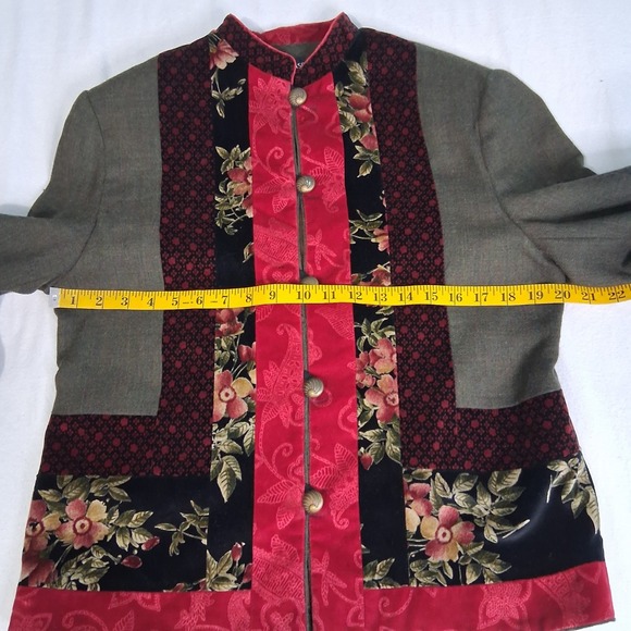 VTG Canvasback Velvet Detail Patchwork Mandarin Collar Wool Jacket - Picture 4 of 16